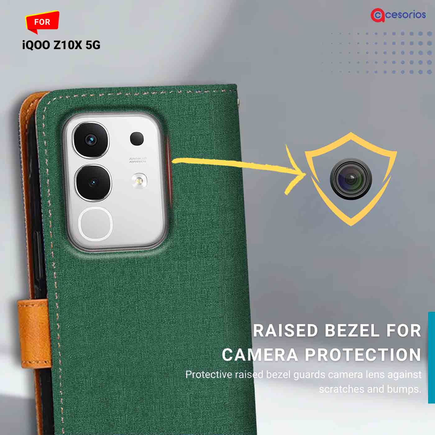 Accesorios Iqoo Z10X 5G denim flip cover – Green – Image 2 #color_g