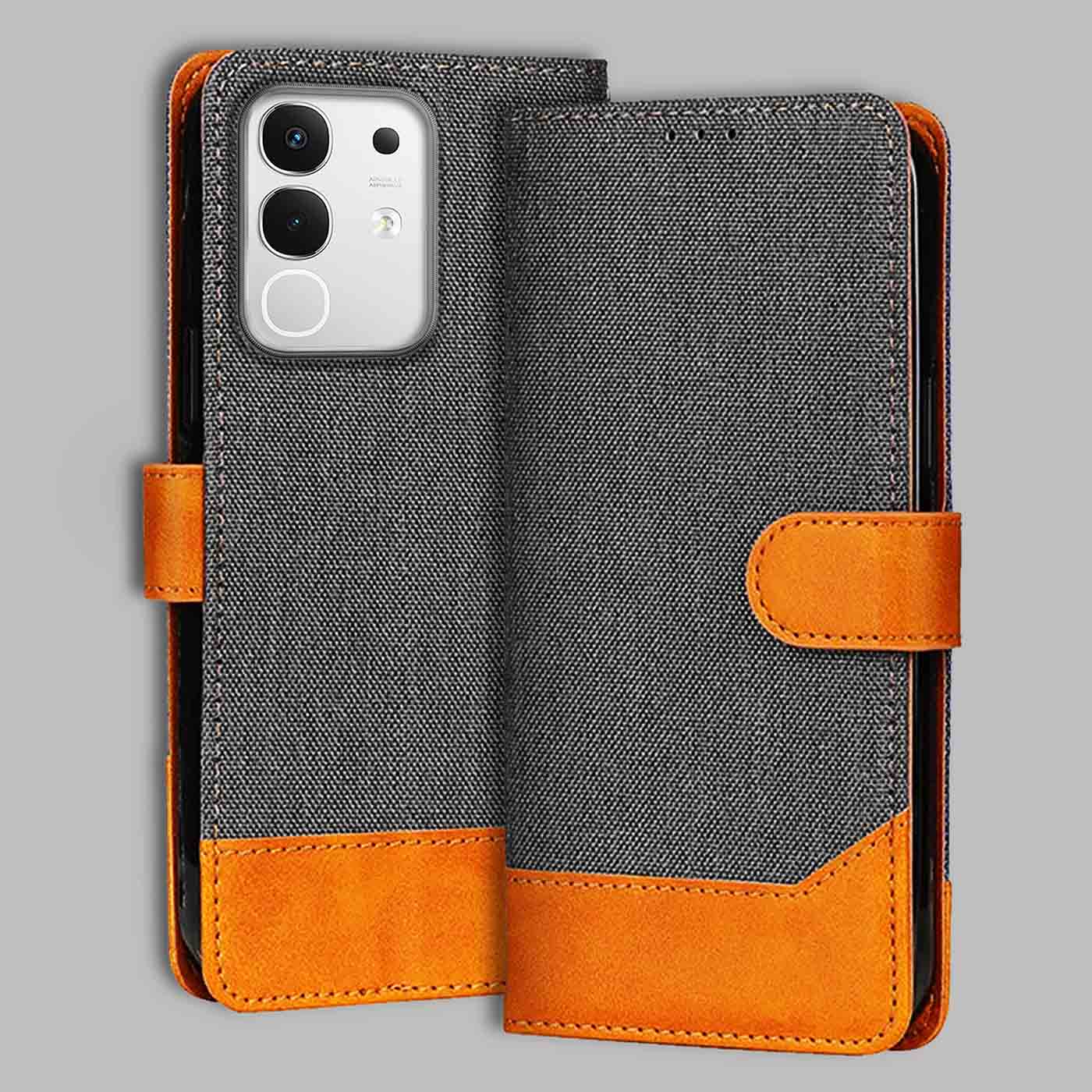 Accesorios Iqoo Z10X 5G denim flip cover – Grey – Image 1 #color_