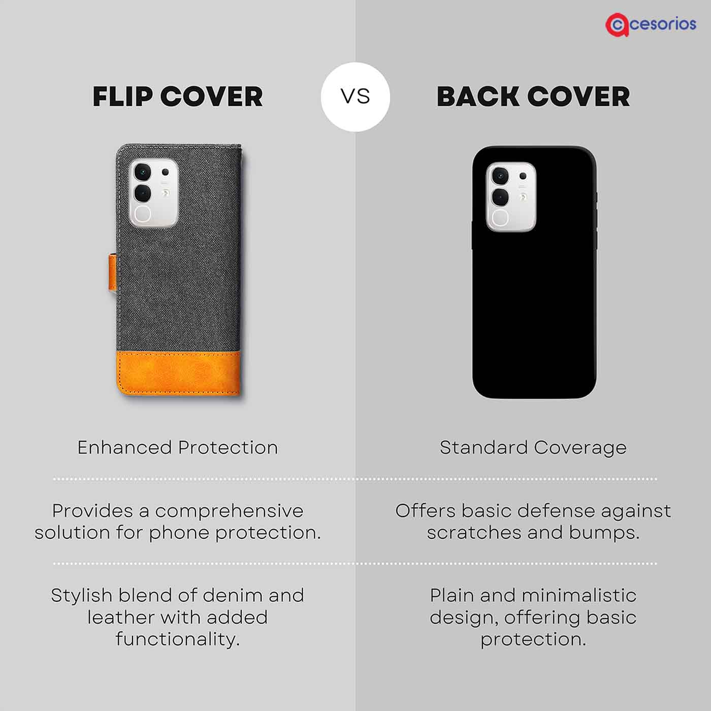 Accesorios Iqoo Z10X 5G denim flip cover – Grey – Image 8 #color_