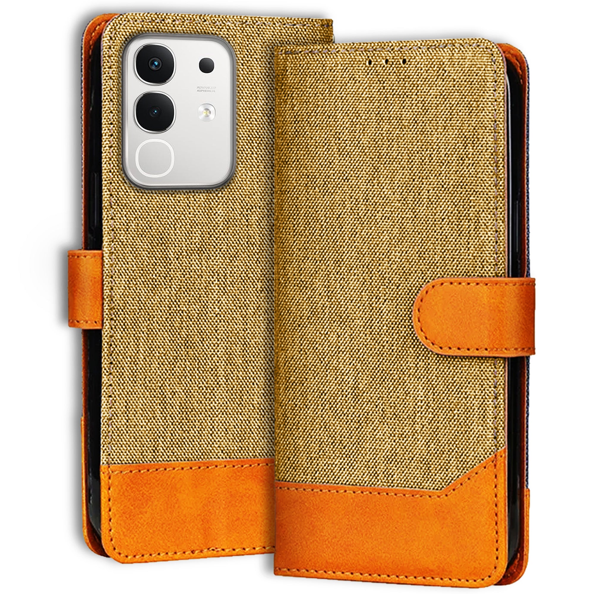 Accesorios Iqoo Z10X 5G denim flip cover – Light Brown – Image 1 #color_light brown