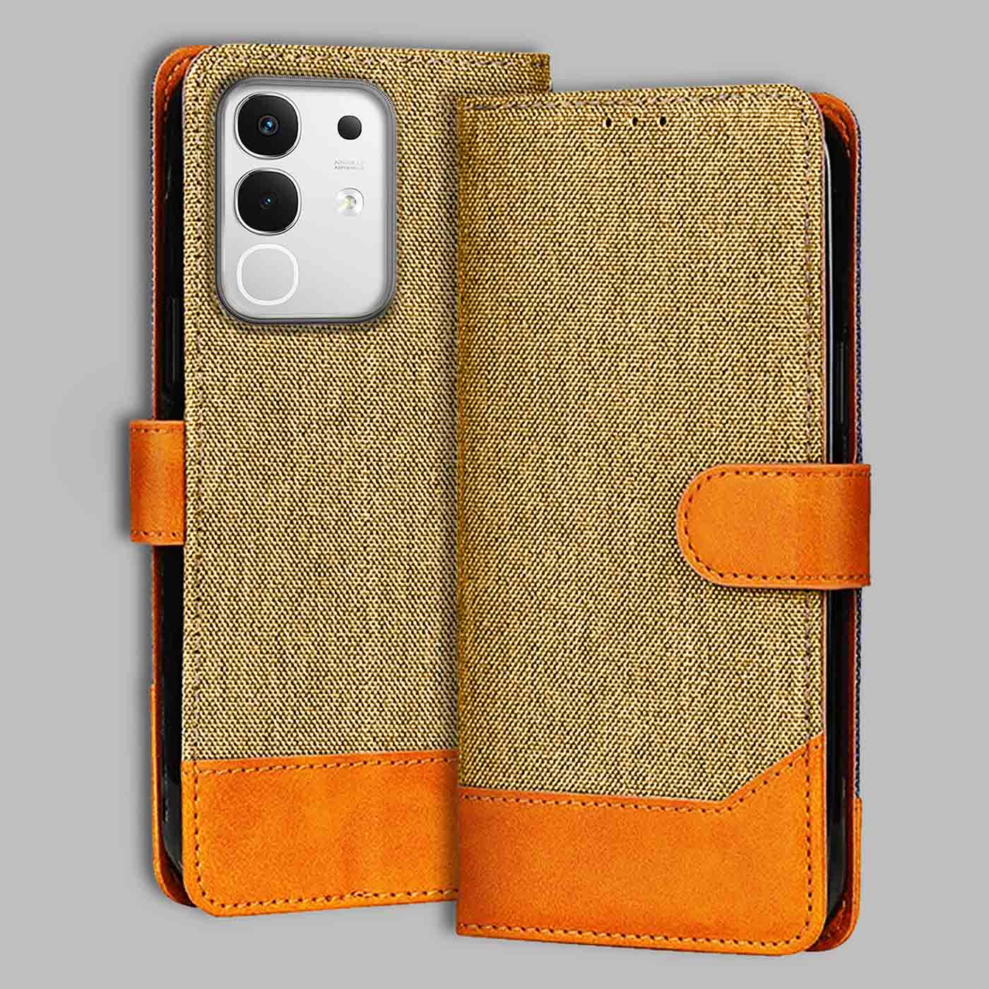 Accesorios Iqoo Z10X 5G denim flip cover – Light Brown – Image 1 #color_light b