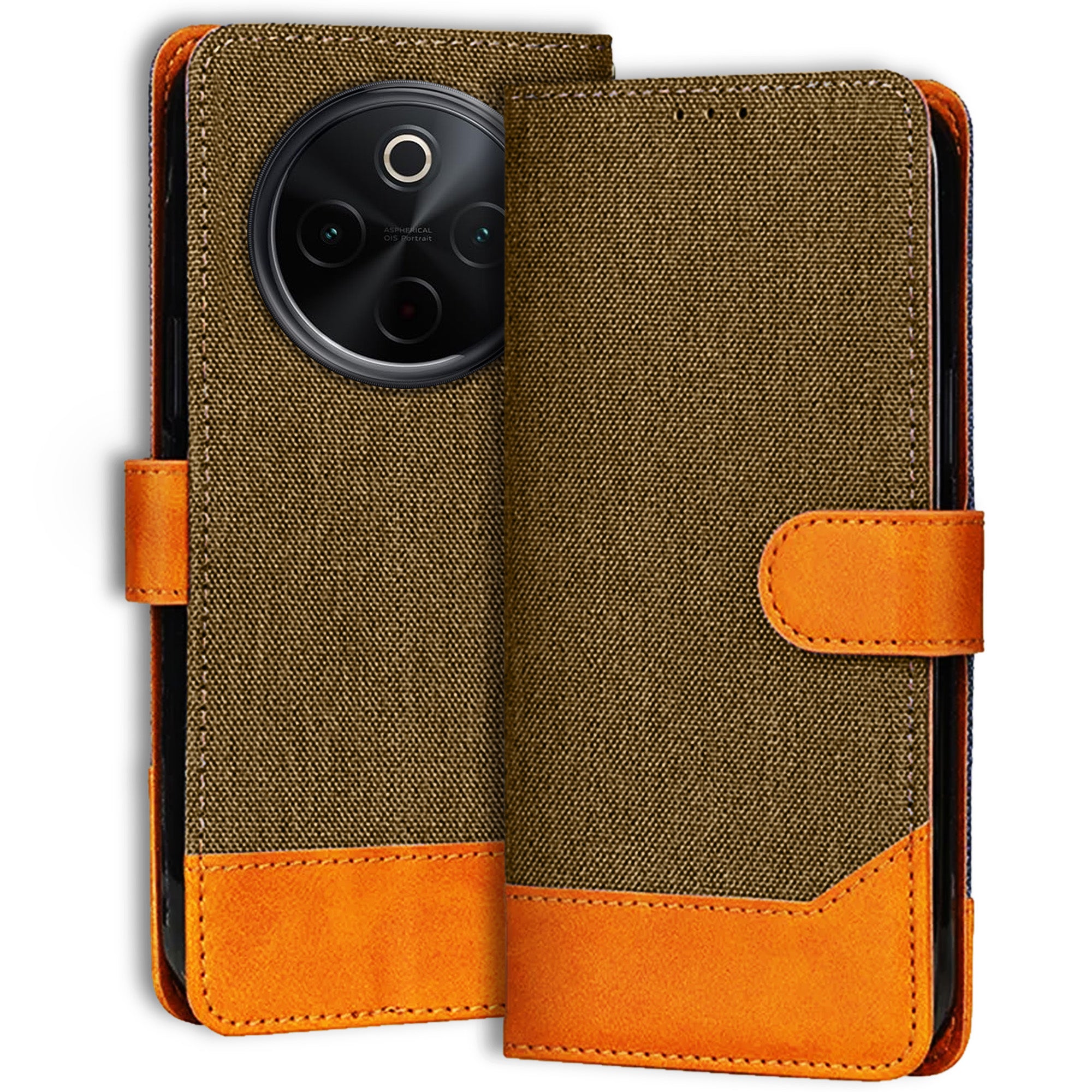 Accesorios Iqoo Z10 5G denim flip cover – Dark Brown – Image 1 #color_dark brown