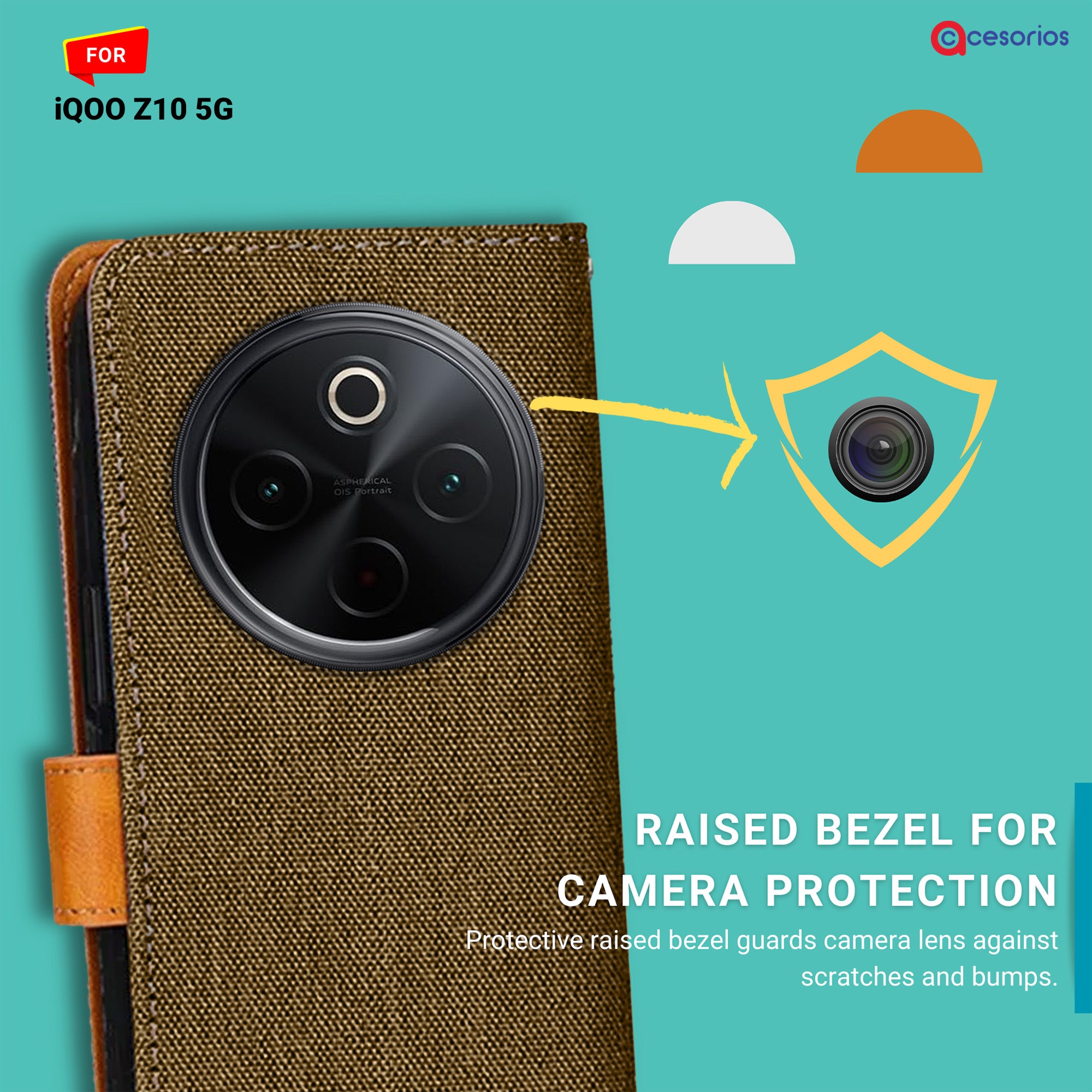 Accesorios Iqoo Z10 5G denim flip cover – Dark Brown – Image 2 #color_dark brown