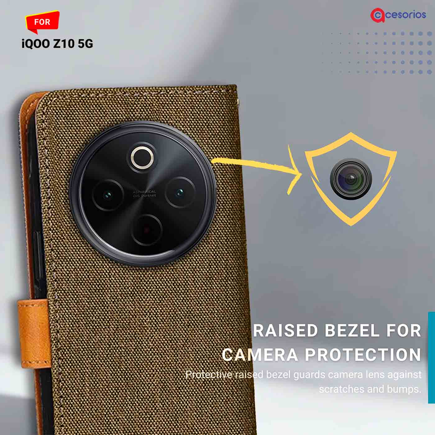 Denim & Leather back panel — iQOO Z10 5G in Dark Brown mobile case