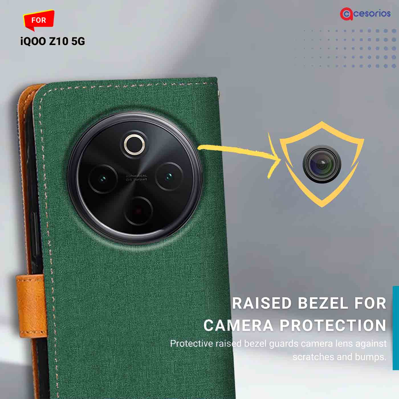 Accesorios Iqoo Z10 5G denim flip cover – Green – Image 2 #color_g