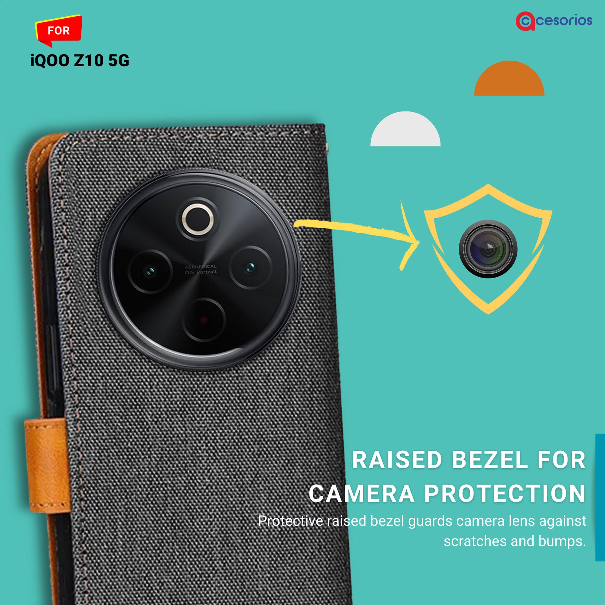 Accesorios Iqoo Z10 5G denim flip cover – Grey – Image 2 #color_grey