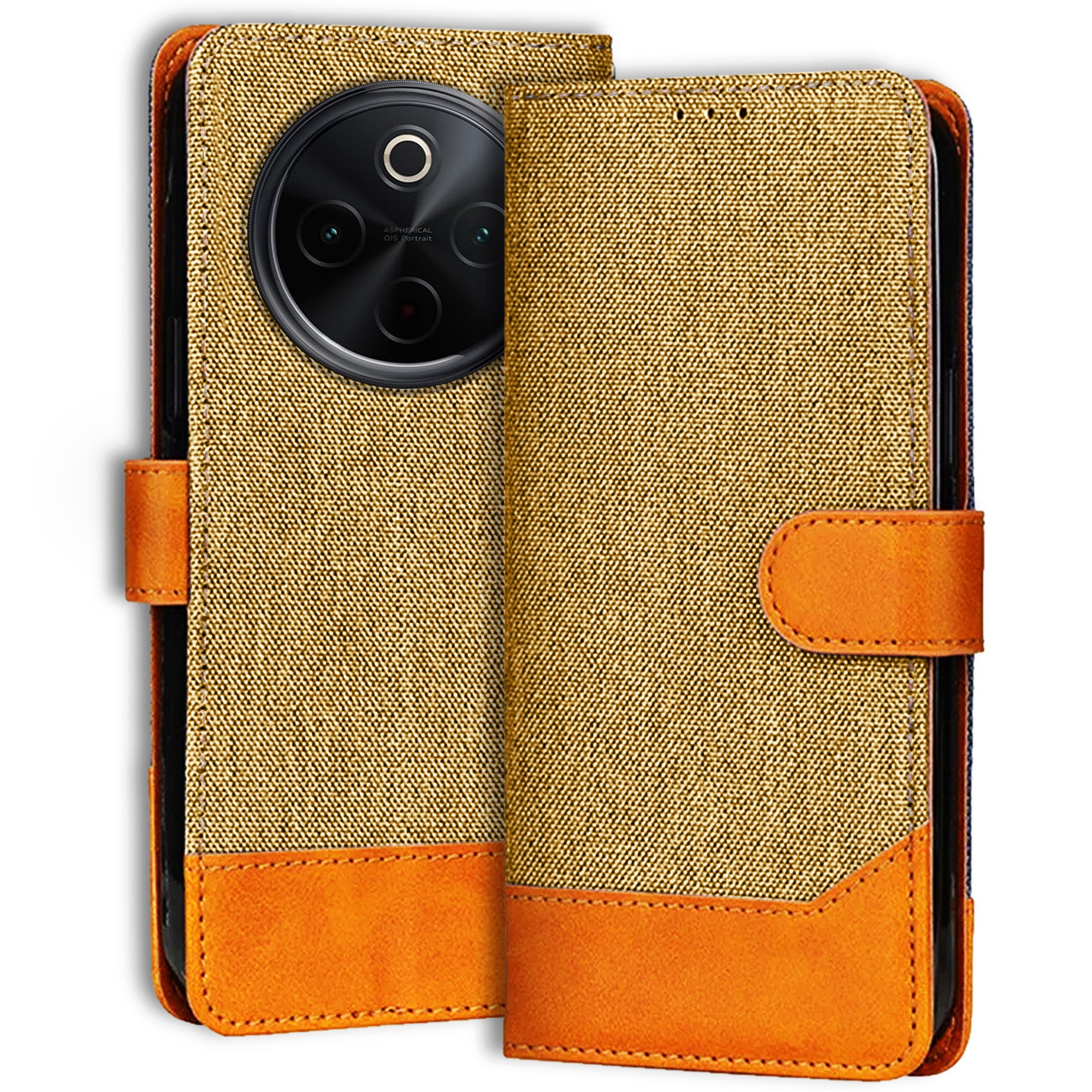 Accesorios Iqoo Z10 5G denim flip cover – Light Brown – Image 1 #color_light brown