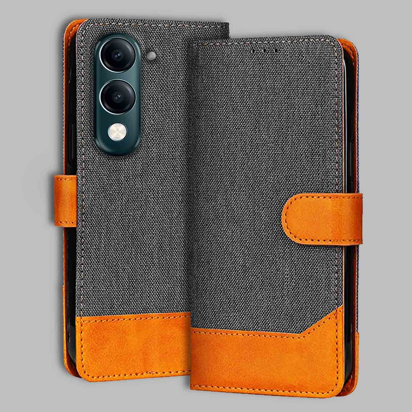 iQOO Z10 Lite 5G flip cover in Grey — front view by Accesorios