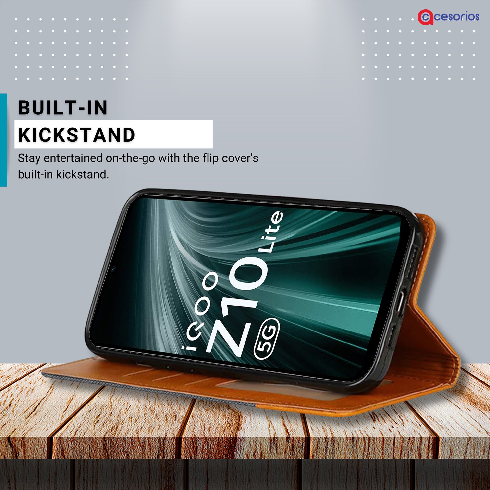 Accesorios Iqoo Z10 Lite 5G denim flip cover – Grey – Image 4 #color_grey