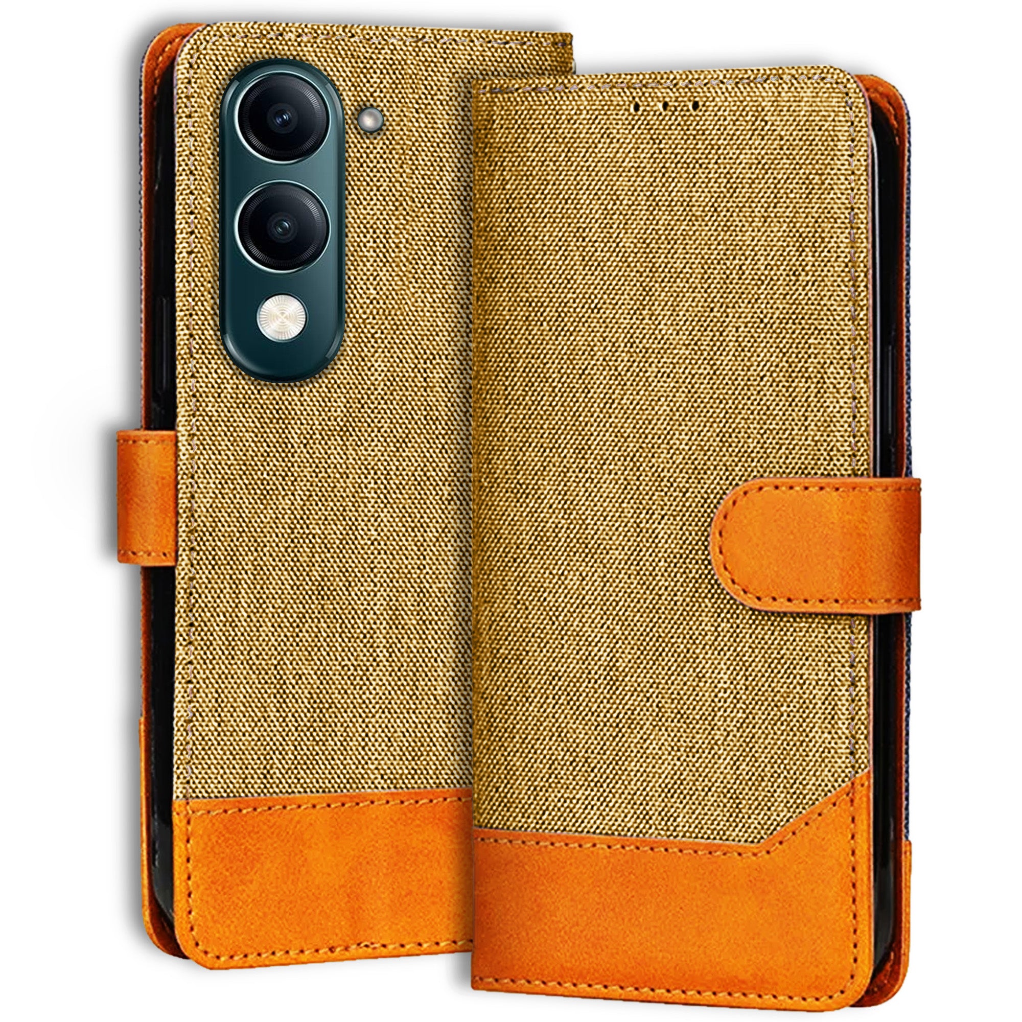 Accesorios Iqoo Z10 Lite 5G denim flip cover – Light Brown – Image 1 #color_light brown
