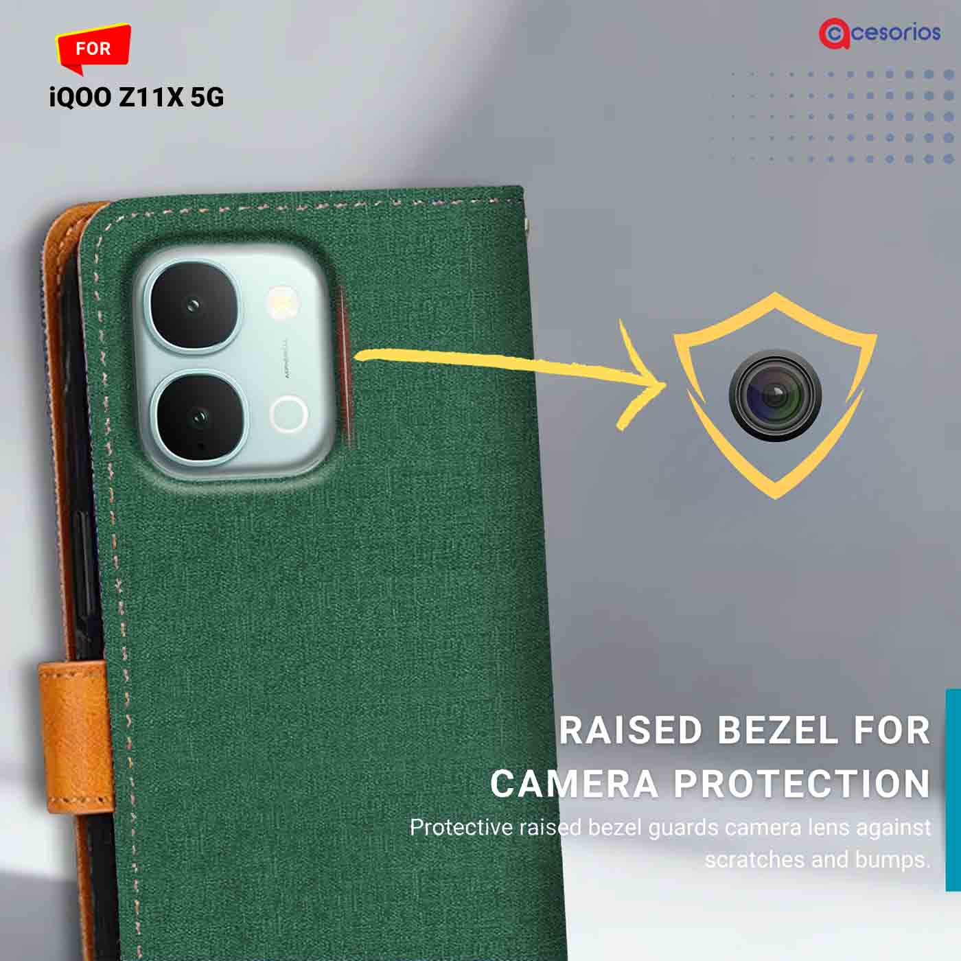 Canvas & Suede back panel — iQOO Z11X 5G in Green mobile case