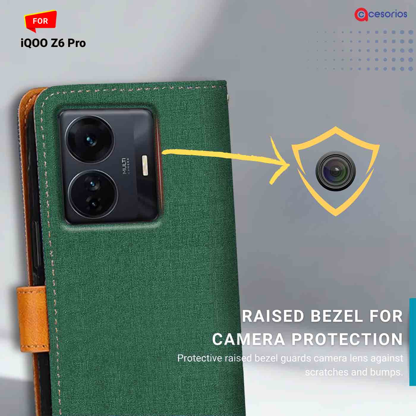 Canvas & Suede back panel — iQOO Z6 Pro in Green mobile case