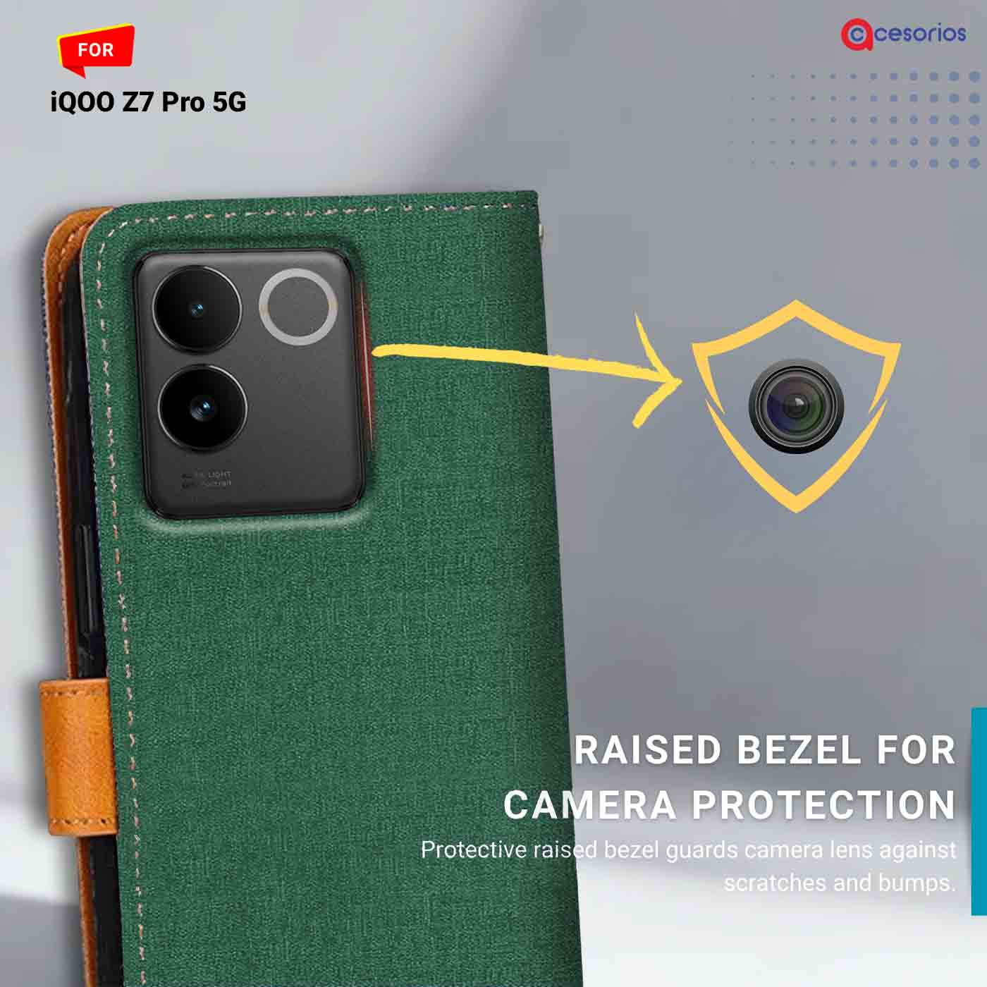 Accesorios Iqoo Z7 Pro 5G denim flip cover – Green – Image 2 #color_g