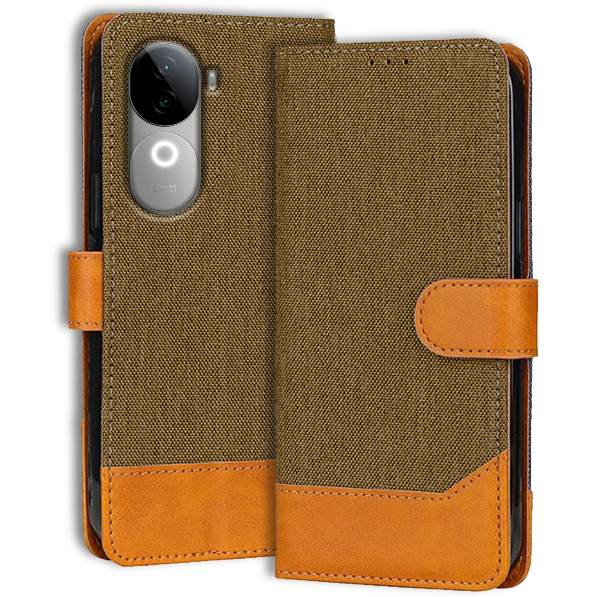 Accesorios Iqoo Z9S denim flip cover – Dark Brown – Image 1 #color_dark brown