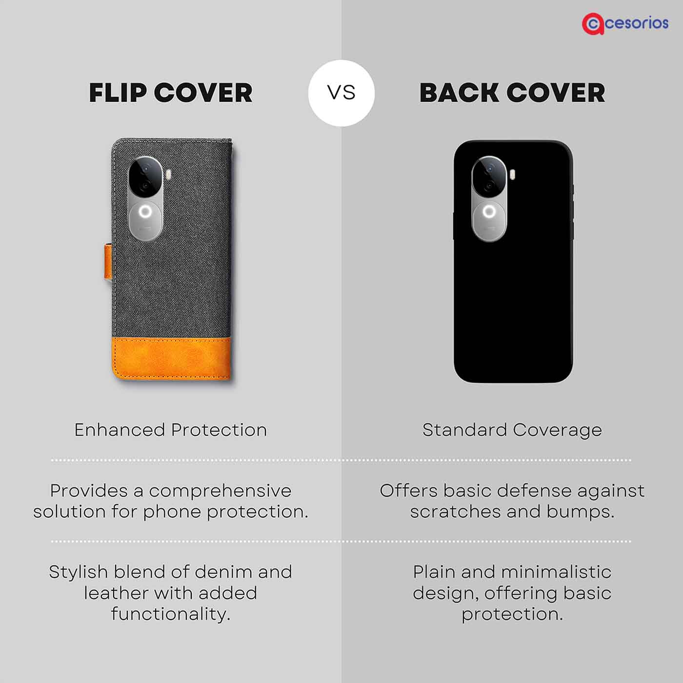 Accesorios Iqoo Z9S denim flip cover – Grey – Image 8 #color_