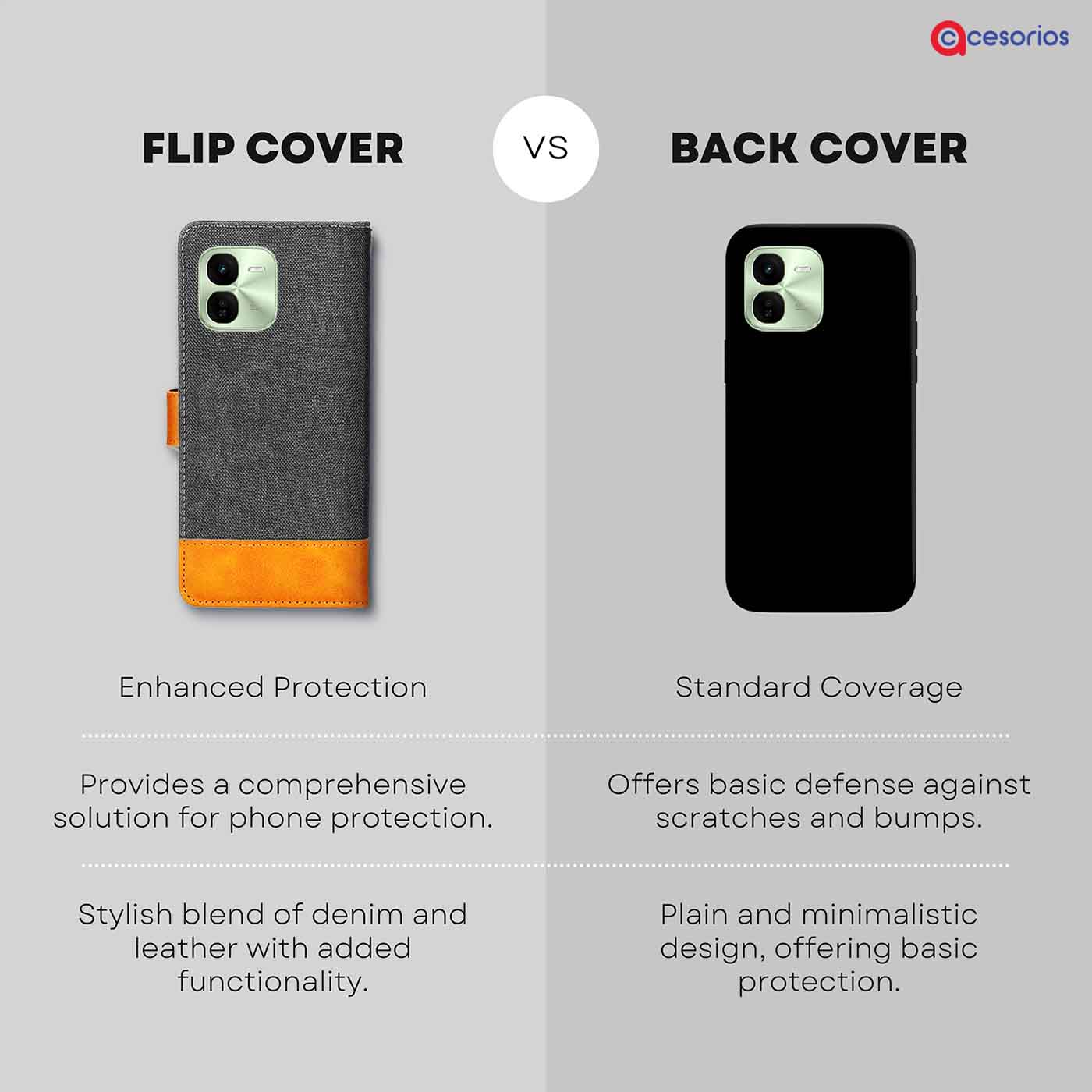 Accesorios Iqoo Z9X denim flip cover – Grey – Image 8 #color_