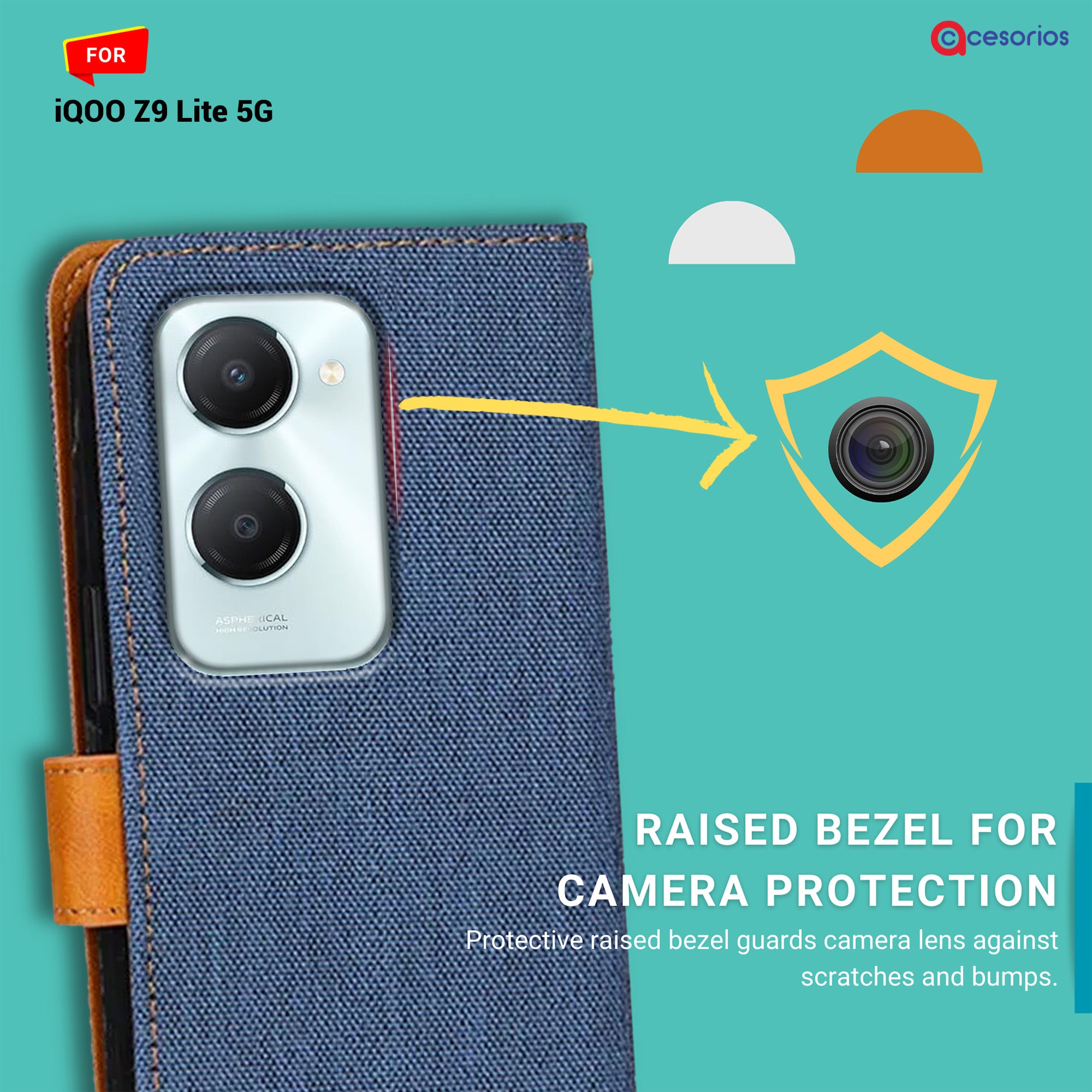 Accesorios Iqoo Z9 Lite 5G denim flip cover – Blue – Image 2 #color_blue