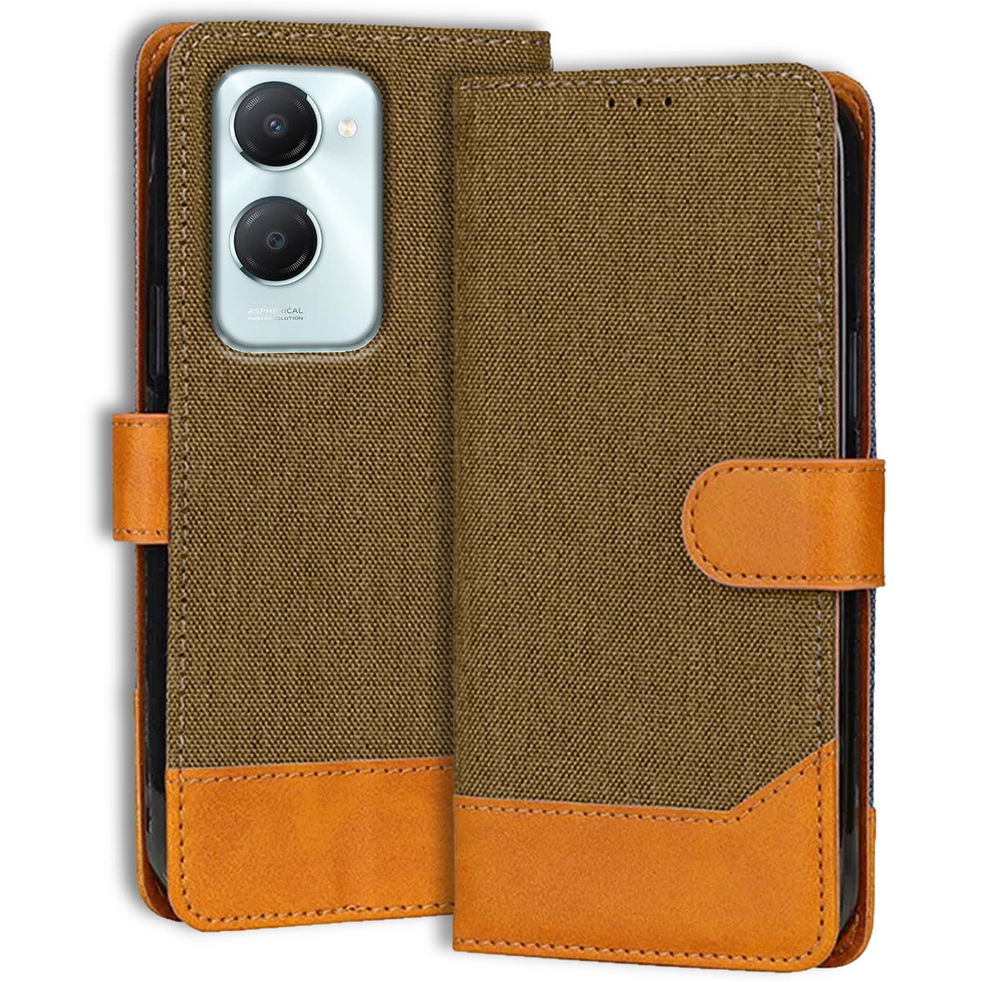 Accesorios Iqoo Z9 Lite 5G denim flip cover – Dark Brown – Image 1 #color_dark brown