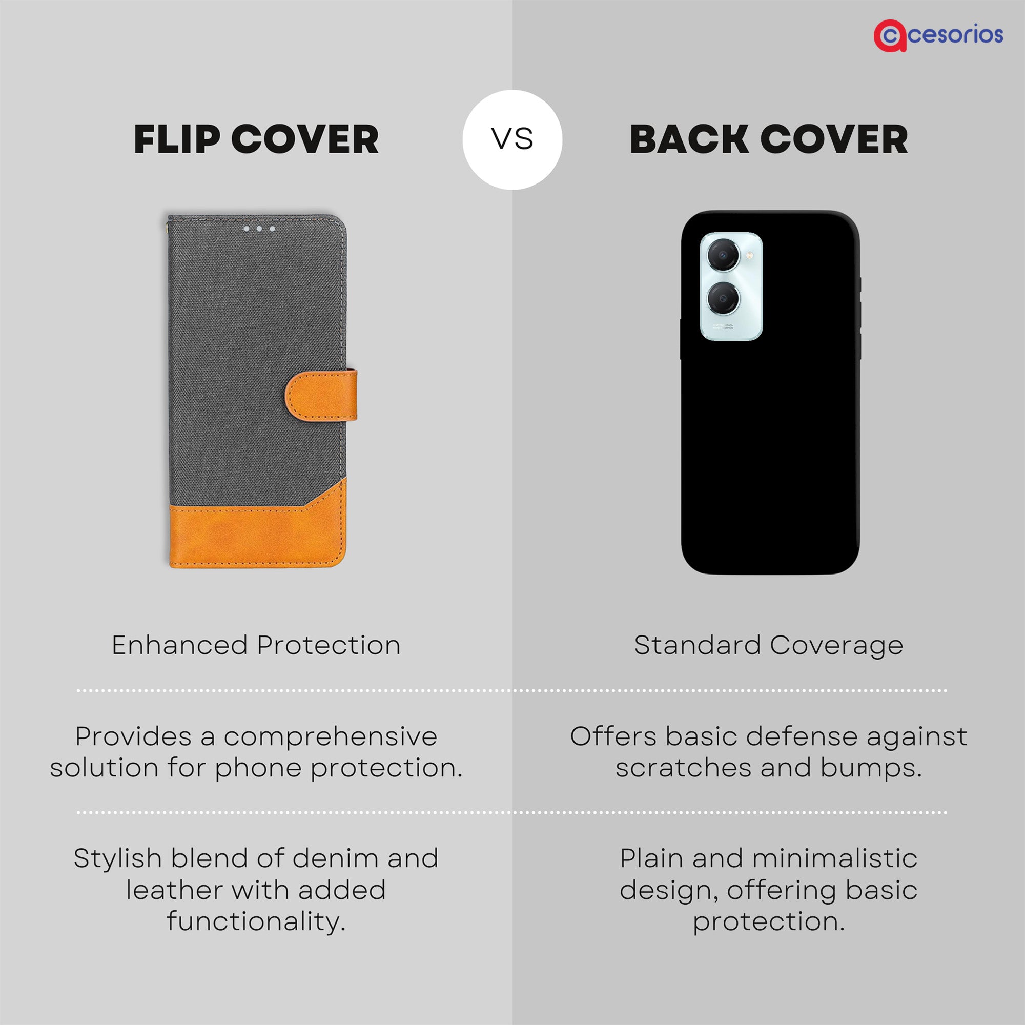 Accesorios Iqoo Z9 Lite 5G denim flip cover – Grey – Image 8 #color_grey