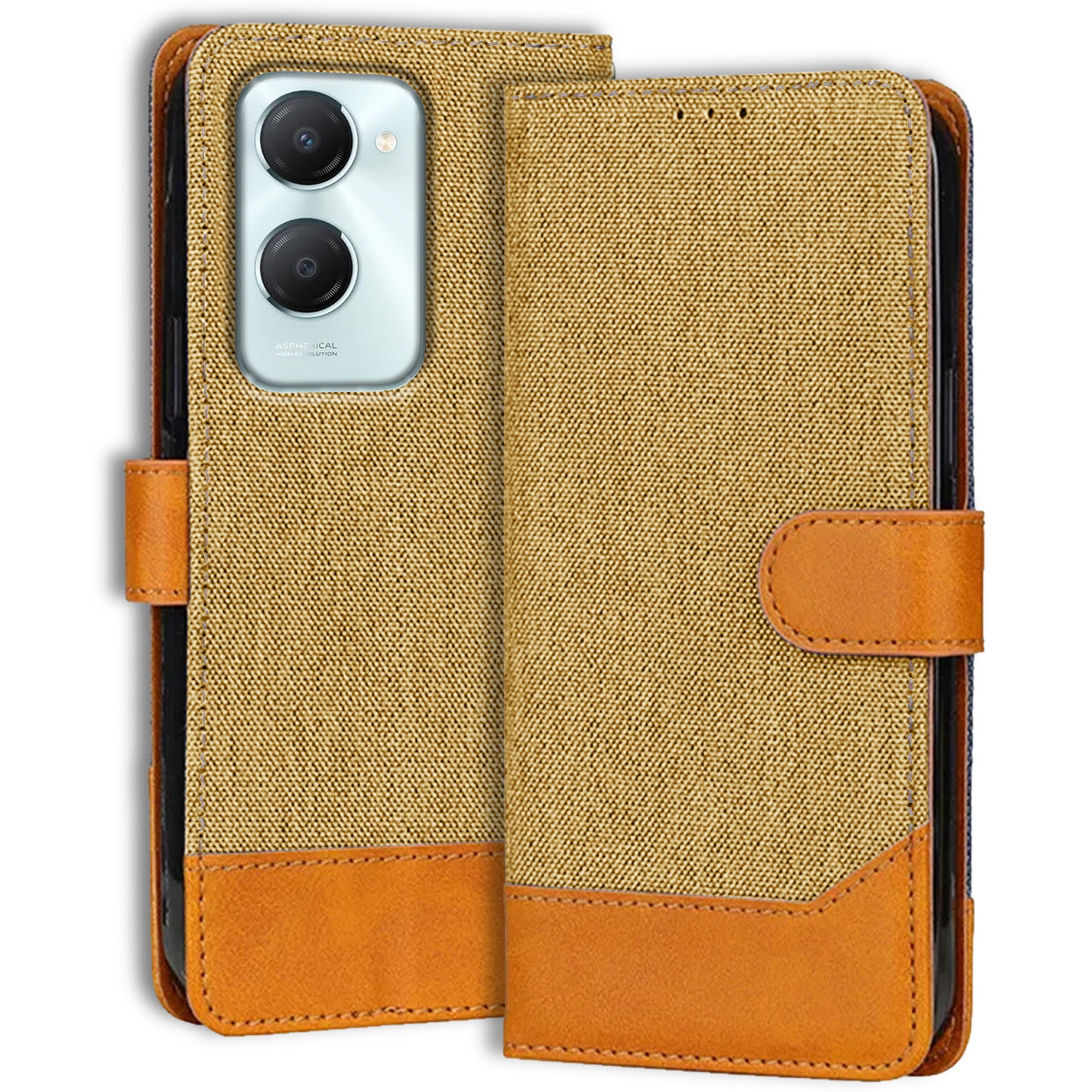 Accesorios Iqoo Z9 Lite 5G denim flip cover – Light Brown – Image 1 #color_light brown